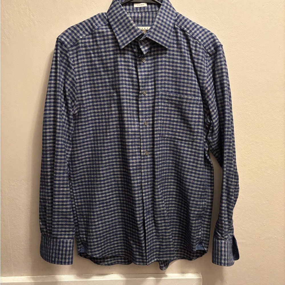 Joseph Abboud Blue and White Checkered Shirt